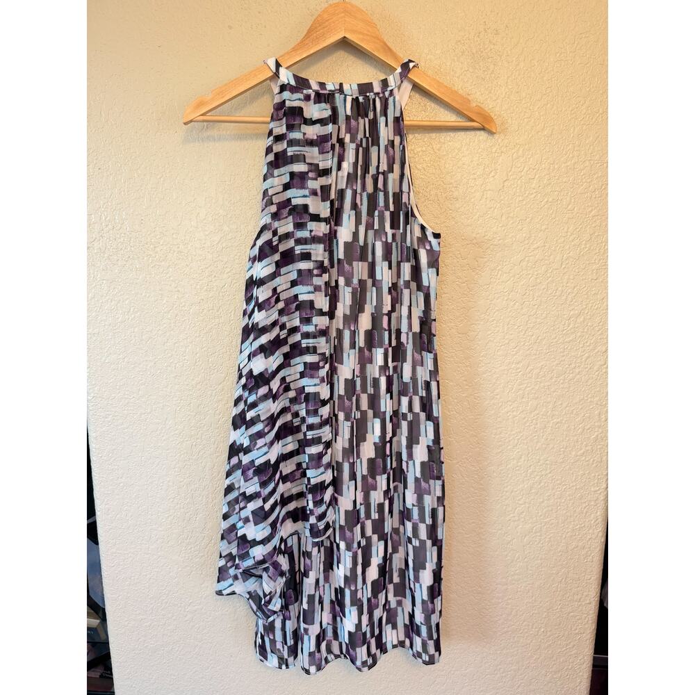 NEW White House Black Market Purple Geometric Shift Dress size 4 Halter - Picture 5 of 7